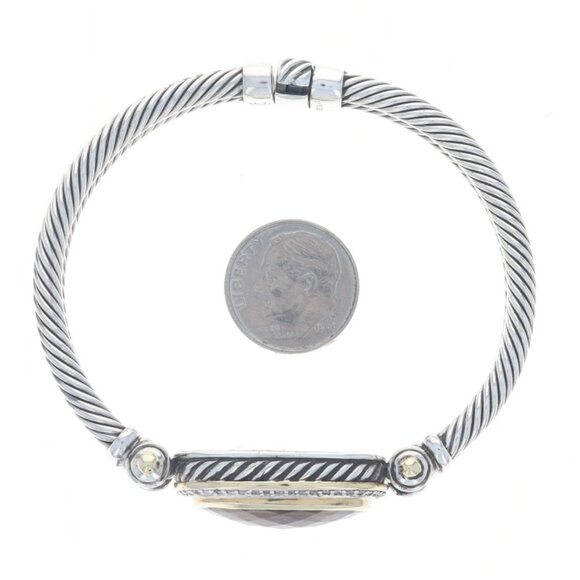 David Yurman Noblesse Lemon Quartz Diamond Bangle Bracelet 6 1/2" - 925 Gold 18k - Picture 4 of 6